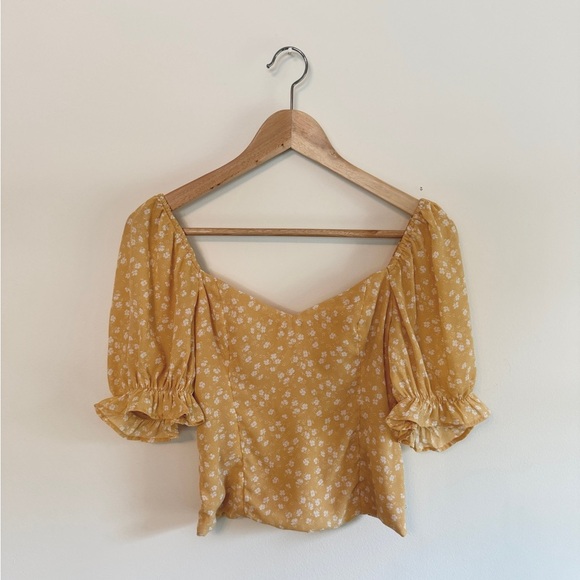 Abercrombie & Fitch Elegant Yellow and White Floral Blouse - Picture 1 of 4